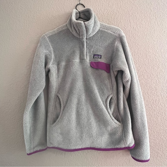 Patagonia Re-Tool  Snap Pullover Gray & Purple sZ Small - Picture 2 of 6